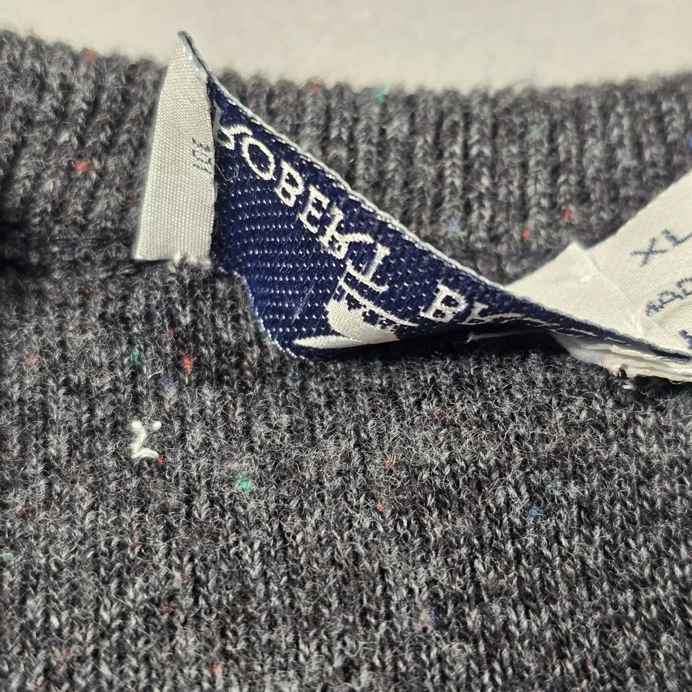 Robert Bruce Mens XL Gray Sweater Vest V-Neck Geometric‎ Orlon Acrylic Vintage